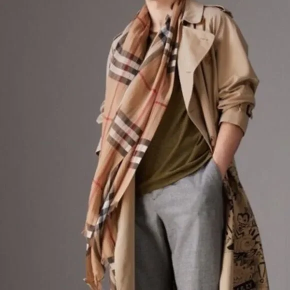 Tartan Plaid Blanket Scarf TAN - Picture 2 of 9